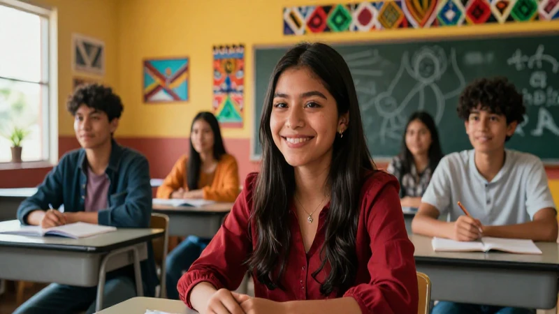 Grupo de alumnos mexicanos en clase moderna