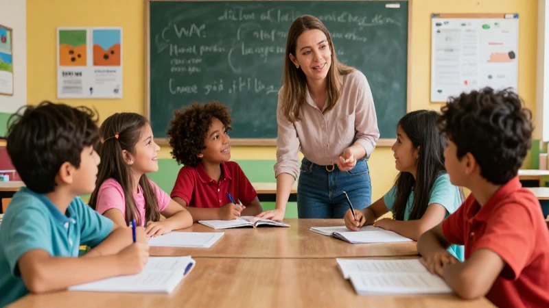 Clase mexicana vibrante con niños felices
