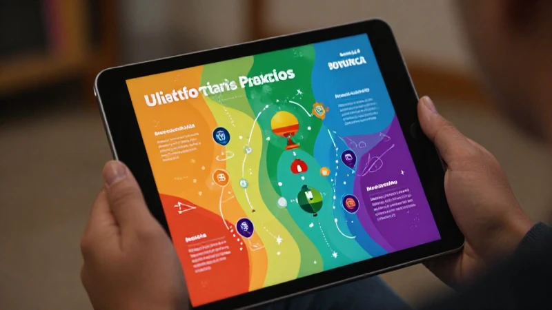 Tablet educativa con infografía vibrante y alta resolución