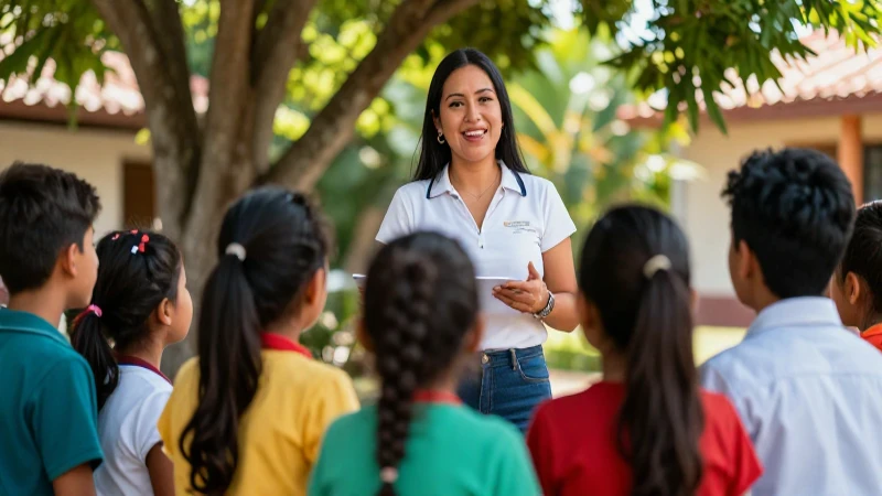Maestra mexicana ilumina aula con estudiantes