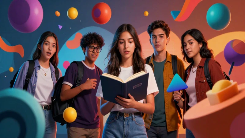 Revolucionaria enseñanza de matemáticas en la nueva escuela mexicana 4 Estudiantes mexicanos colaboran con formas matemáticas abstractas vibrantes