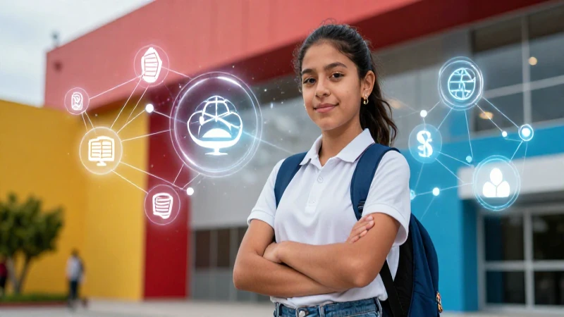 Estudiante mexicano confiado en entorno de aprendizaje moderno