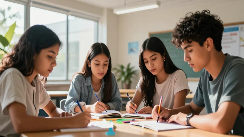 Descarga "La Nueva Escuela Mexicana": Impacto educativo revelado 4 Detalle realista de estudiante mexicano colaborando
