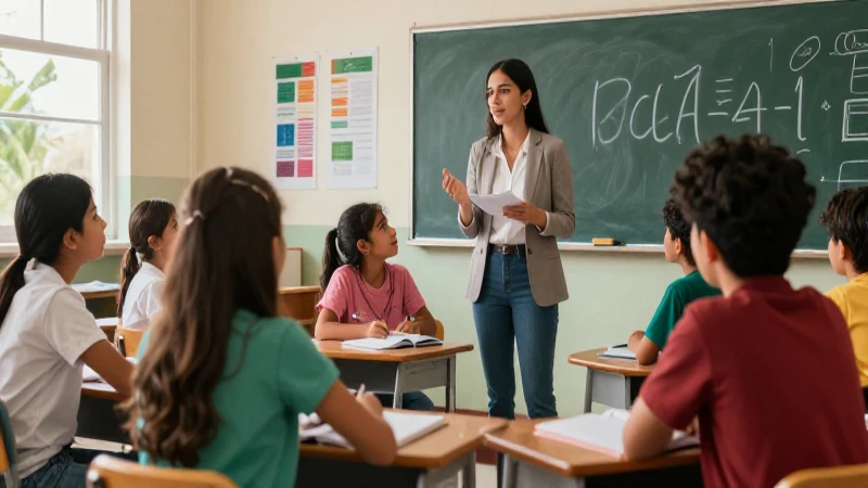 Descarga "La Nueva Escuela Mexicana": Impacto educativo revelado 5 Clase mexicana vibrante con una maestra moderna