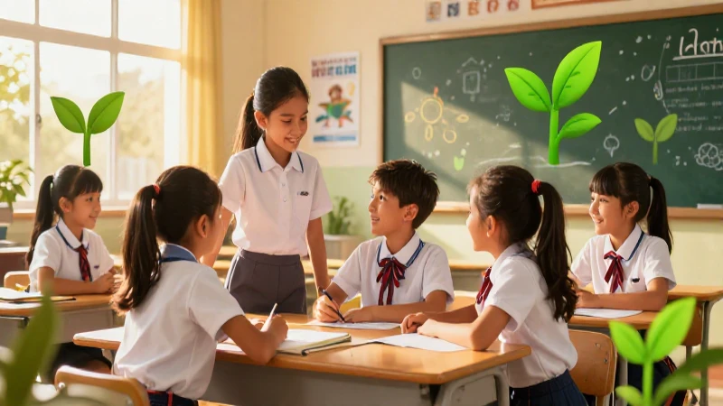 Niños mexicanos modernos aprendiendo con luz y color