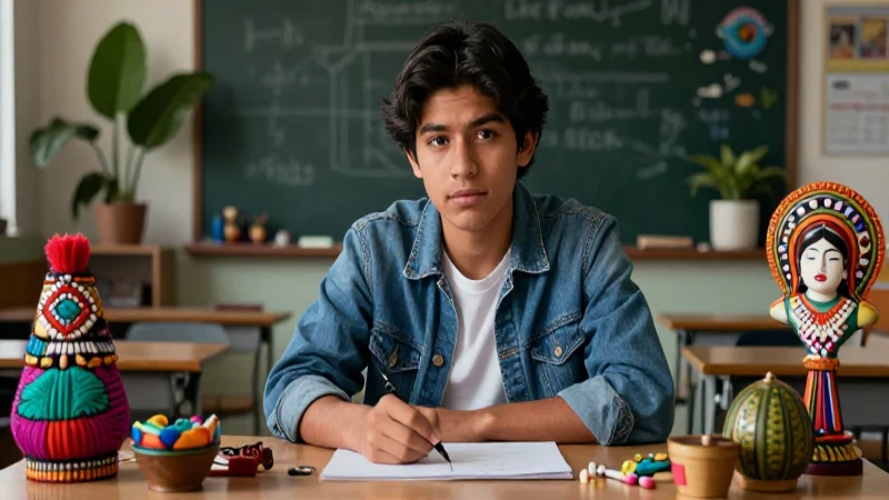 Joven mexicano vibrante en entorno cultural