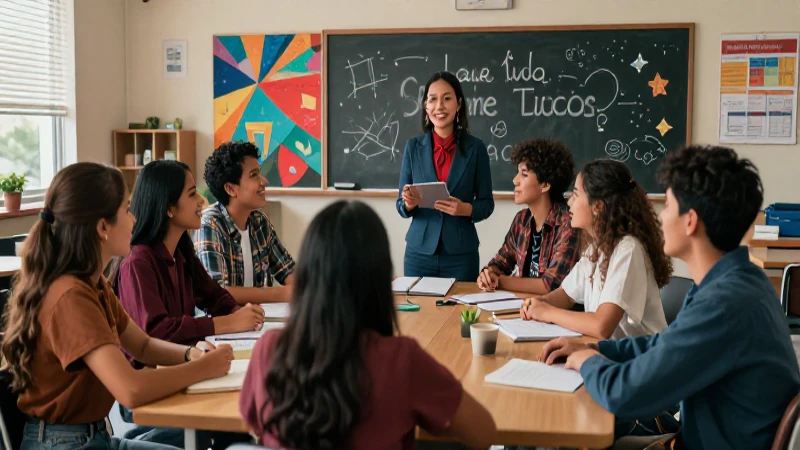 Ilustración vibrante de educación mexicana moderna