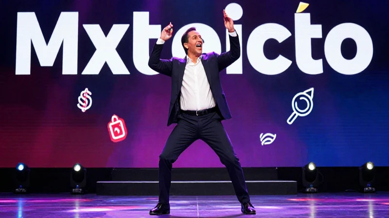 Oradora mexicana impactante en escenario profesional