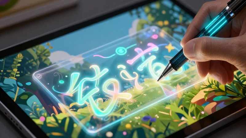 Tablet digital con estética moderna y vibrante