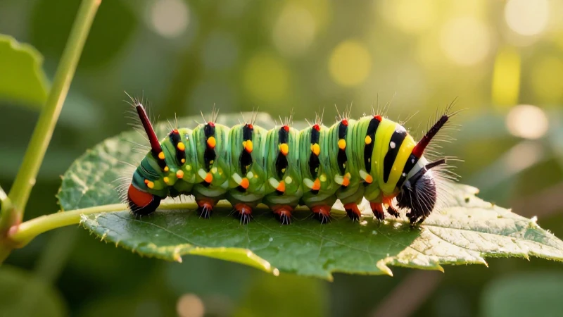 La Oruga: Cómo se Escribe y cuál es su Cuento Encantador 4 Oruga vibrante en hoja verde con detalle