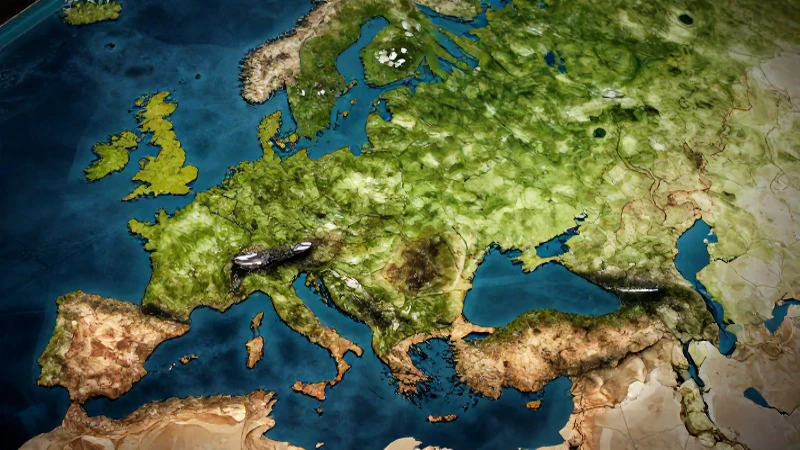 Conflicto geopolítico vibrante en mapa estilizado
