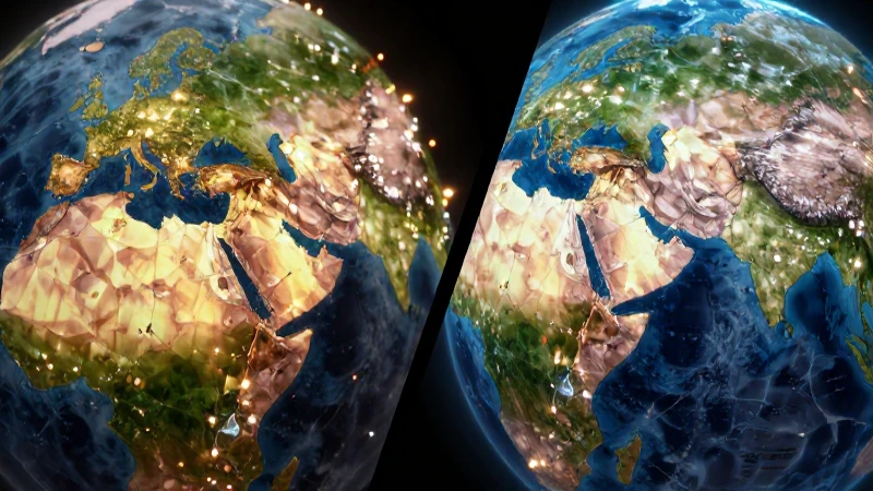 Geopolítica dual impactante con estética editorial