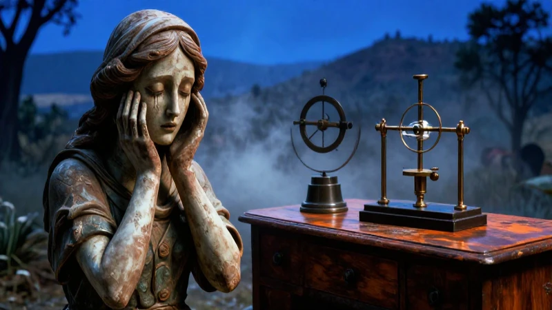 Conoce el misterio de La Pascualita llorando: ¿verdad o leyenda? 3 Ilustración dramática de paisaje mexicano misterioso