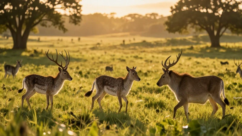 La Pradera: Concepto, Tipos, Clima, Flora y Fauna Detallados 6 Vida silvestre vibrante en paisaje de pradera dorado