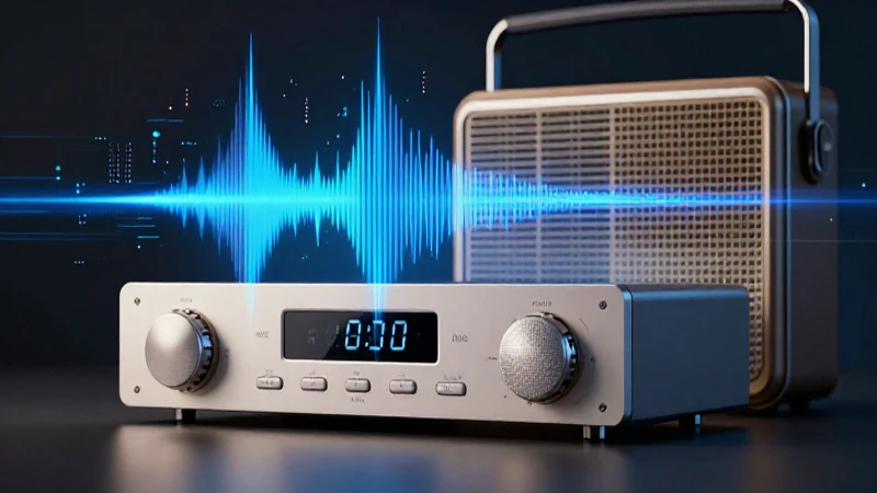 La Radio: Historia, Definición y Concepto Esencial 5 Radio moderna y clásica fusionadas en estética digital