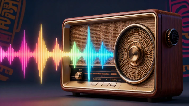 La Radio: Historia, Definición y Concepto Esencial 3 Radio vintage mexicana con ondas sonoras vibrantes