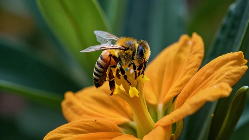 Reproducción sexual de las plantas: secretos ecológicos revelados 3 Abeja detallada en flor tropical vibrante