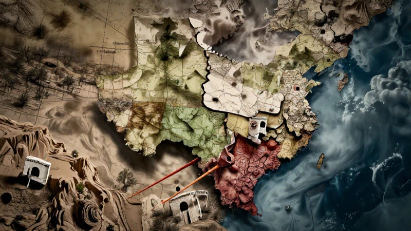 Mapa dramático de Texas dividido y contrastado