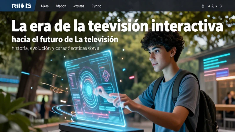 Estudiante interactúa con TV interactiva futurista