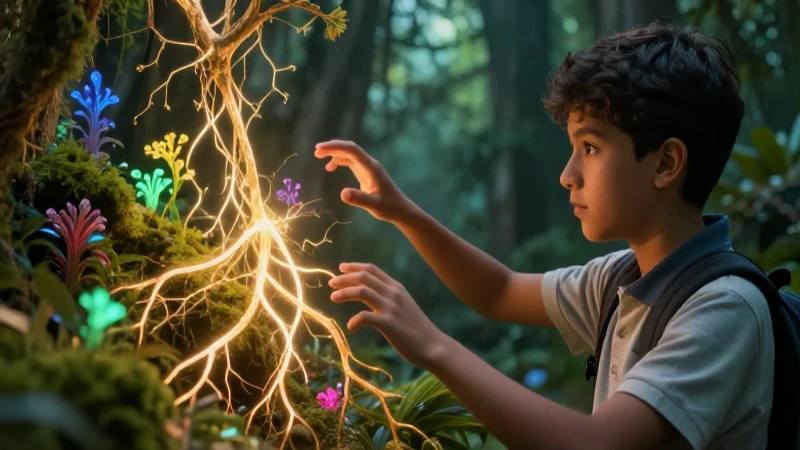 'La unidad de todos los seres vivos: un vínculo esencial para la vida' 4 Joven mexicano investigando red de raíces bioluminiscentes