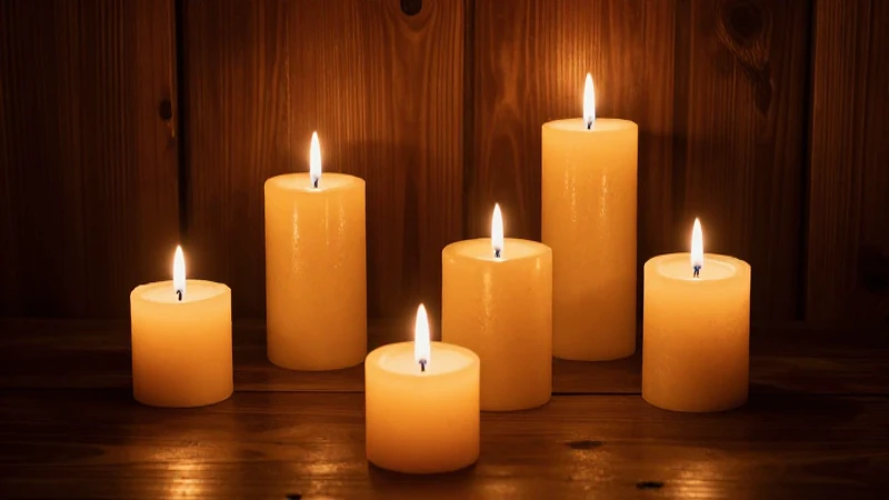 Velas únicas brillan con luz dramática y natural