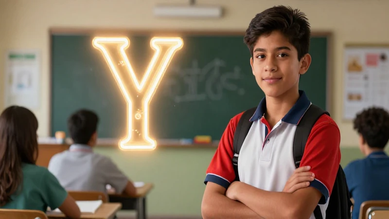Estudiante mexicano con la letra Y brillante