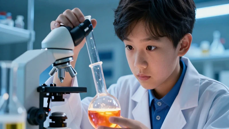 Laboratorio: Definición, Tipos y Concepto Esencial explicado 3 Científica joven investiga soluciones brillantes en laboratorio