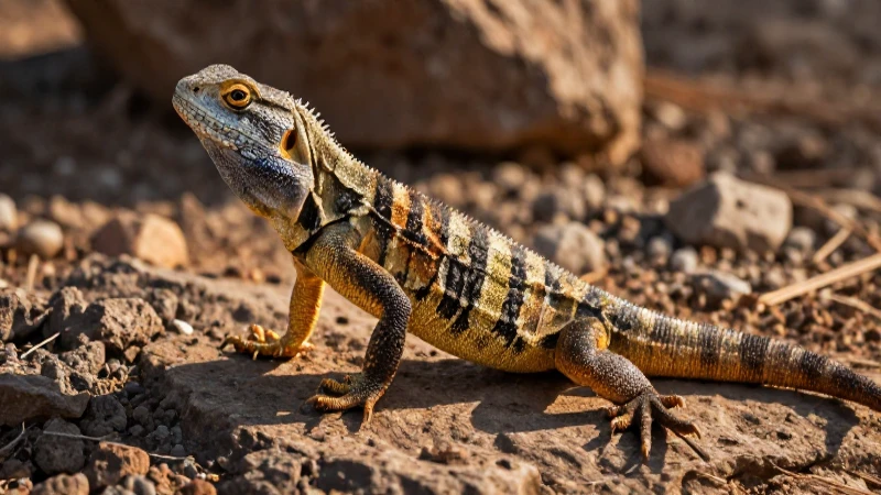 Lagarto vibrante y realista en postura defensiva
