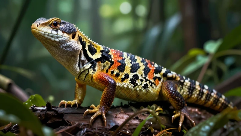 Lagarto vibrante y detallado en un fondo de naturaleza mexicana