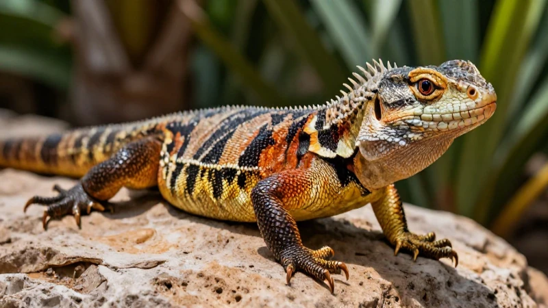Lagarto realista en roca mexicana detallada