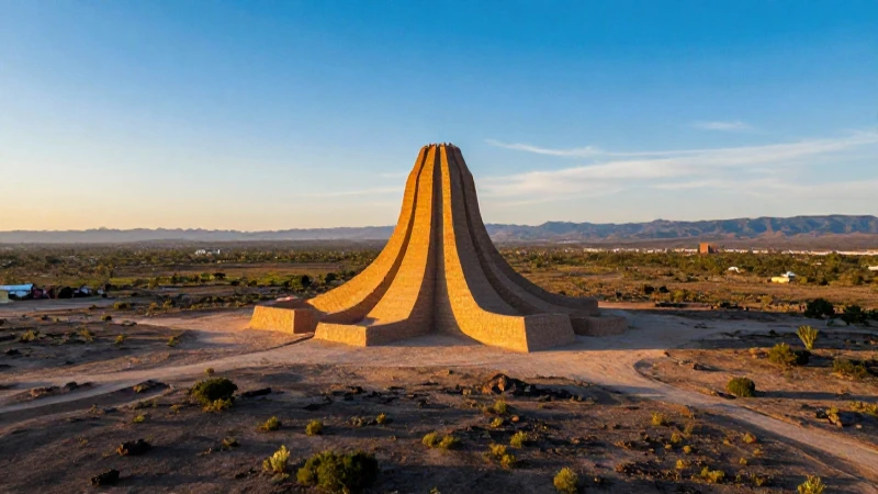 Land Art: Descubre qué es y sus impactantes artistas 4 Escultura monumental en paisaje desértico mexicano