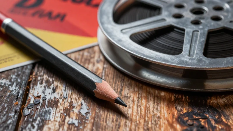 Lápiz: qué es, usos, origen, ventajas y su papel en el cine 3 Ilustración cinemática de lápiz y carrete