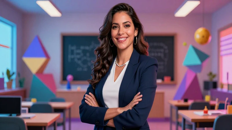 Maestra mexicana atractiva en entorno moderno y dinámico