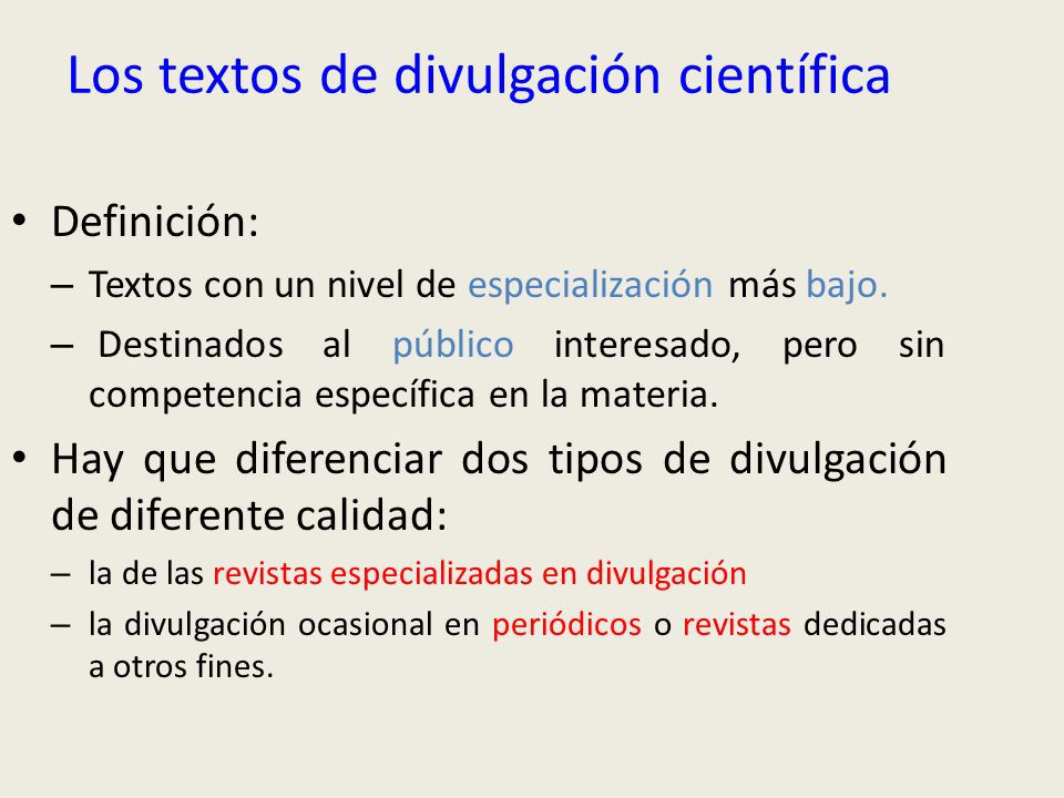 las caracteristicas clave de los textos de divulgacion cientifica