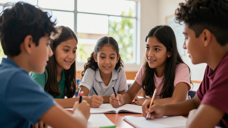 Colaboración estudiantil vibrante y moderna