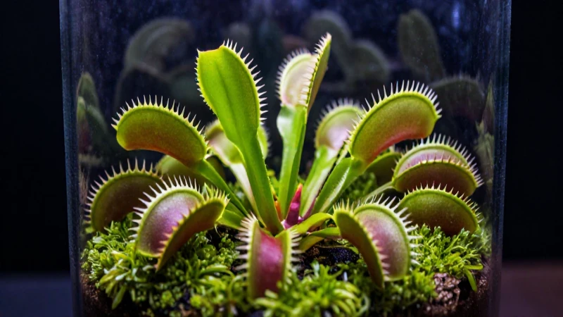 Venus atrapamos vibrantes en terrario educativo