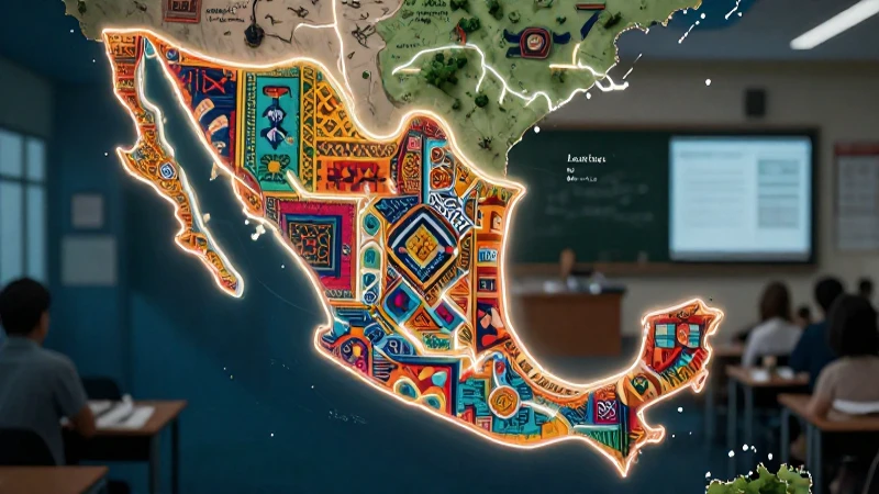 Mapa de México vibrante, diverso y educativo
