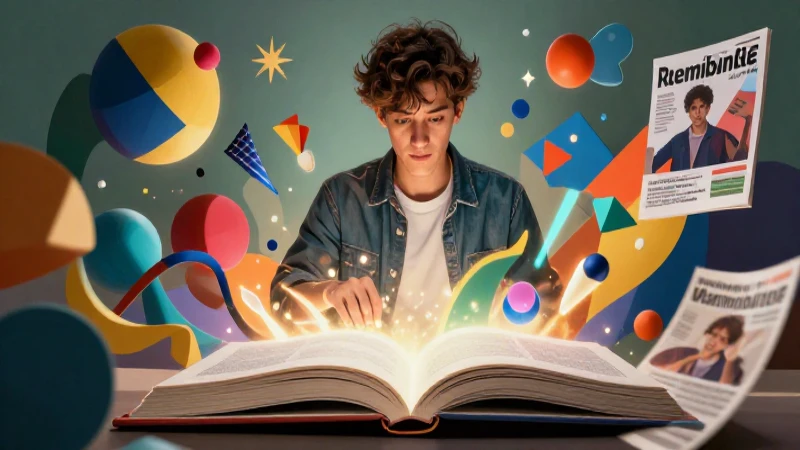 Ilustración académica dinámica con geometría vibrante