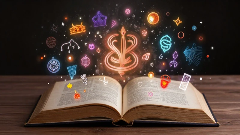 Libro antiguo con símbolos culturales vibrantes en revista