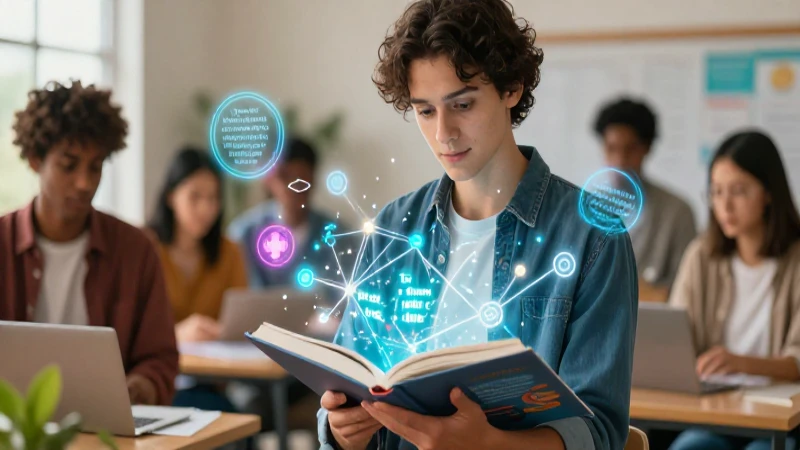 Aprende una lengua adicional al español y expande tus horizontes 3 Joven estudiante aprende lenguas con hologramas