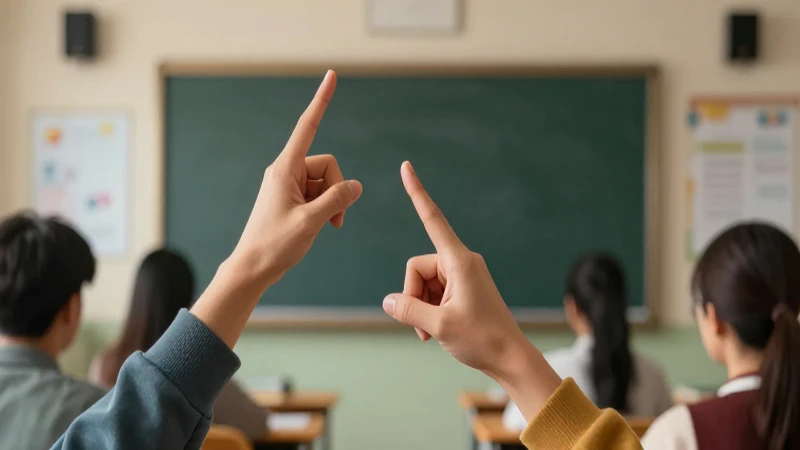 Se ilustra un gesto de lengua dinámico en aula