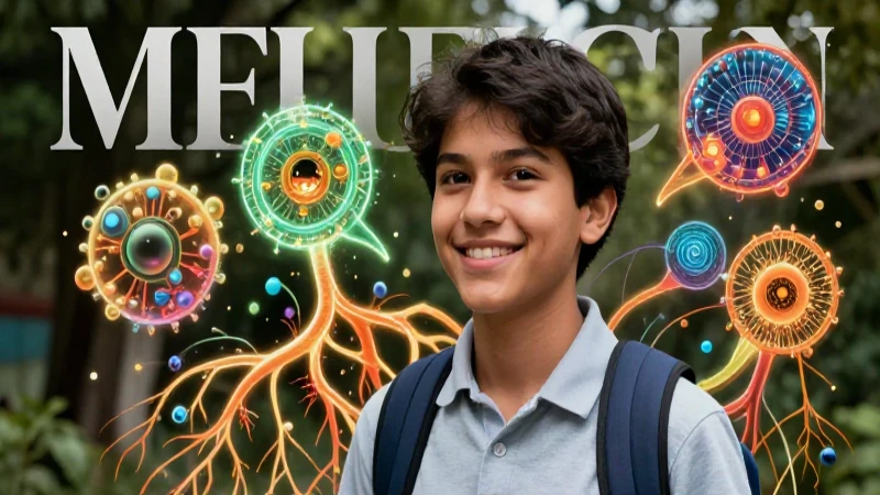 Potencia tu comunicación y aprendizaje con tu lengua materna 3 Estudiante mexicano rodeado de nodos brillantes