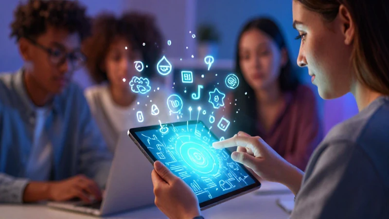 Lengua: Qué es, definición y concepto explicado claramente 7 Estudiante interactúa con tablet luminosa abstracta