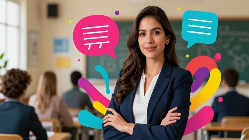 Ilustración vibrante de educadora mexicana moderna