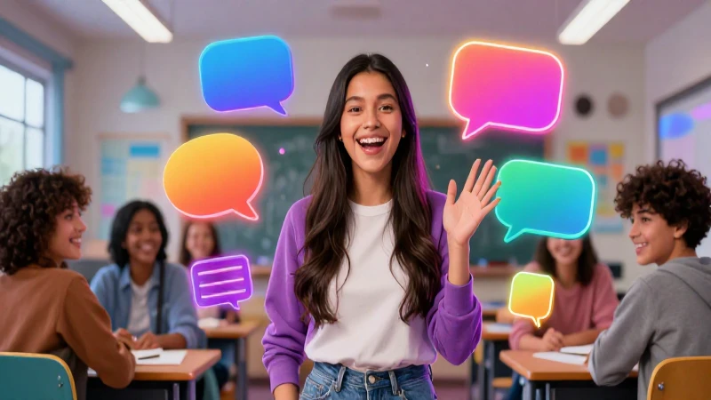 Estudiante mexicano dinámico rodeado de burbujas vibrantes