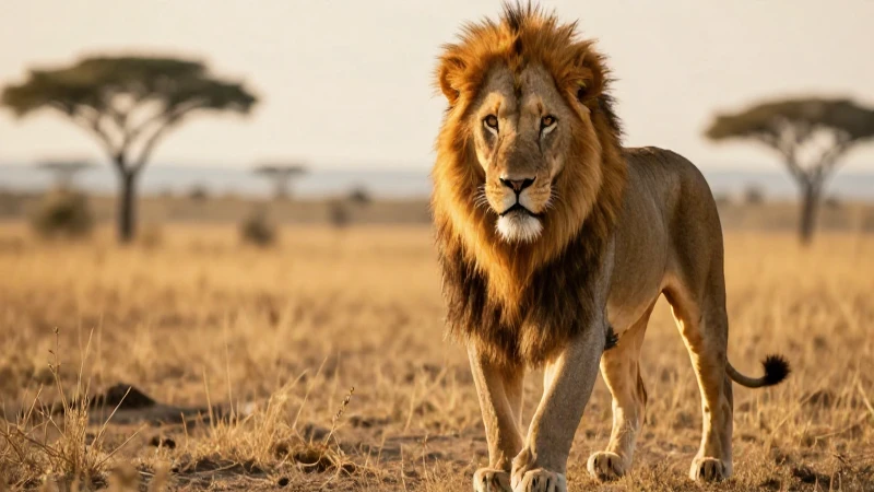 León majestuoso en su hábitat dorado