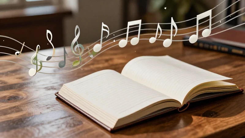 Ilustración académica sofisticada con notas musicales