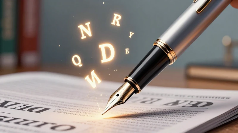 Pluma y letras brillantes, simbolizando conocimiento moderno