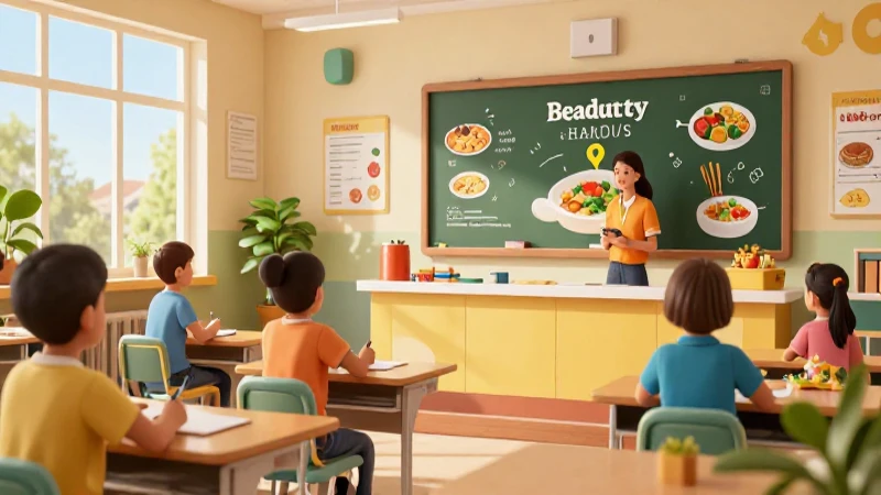 Ley de Alimentación Escolar Guatemala: Protocolo y PDF 5 Clase moderna con comida saludable