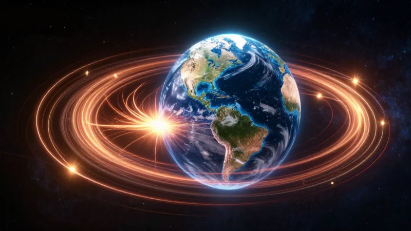 Tierra dinámico orbitando cuerpo estilizado en el espacio